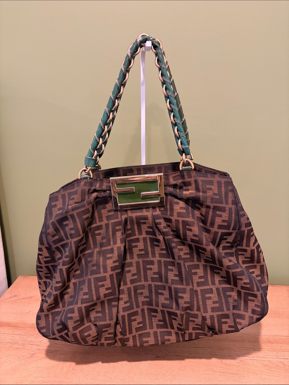 Pre-loved Fendi Zucca FF top handle shoulder bag